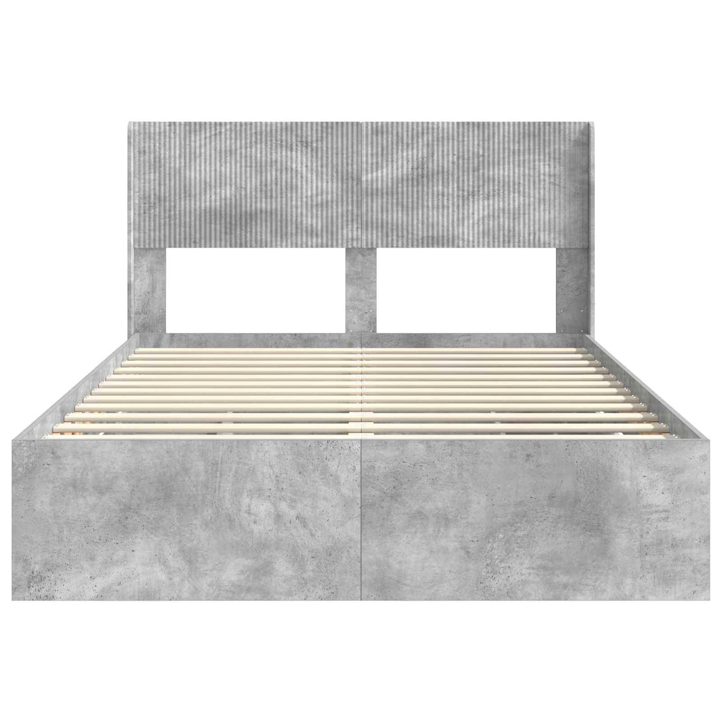 Bed Frame with Storage and Headboard Concrete Grey 135 x 190 cm