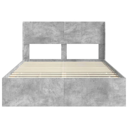 Bed Frame with Storage and Headboard Concrete Grey 135 x 190 cm