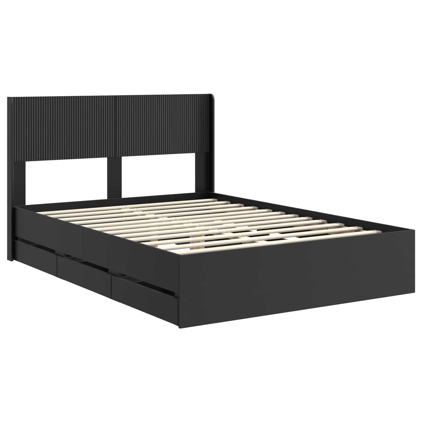 Bed Frame with Storage and Headboard Black 120 x 190 cm