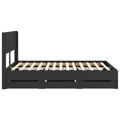 Bed Frame with Storage and Headboard Black 120 x 190 cm
