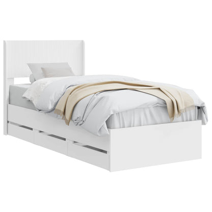 Bed Frame with Storage and Headboard White 100 x 200 cm