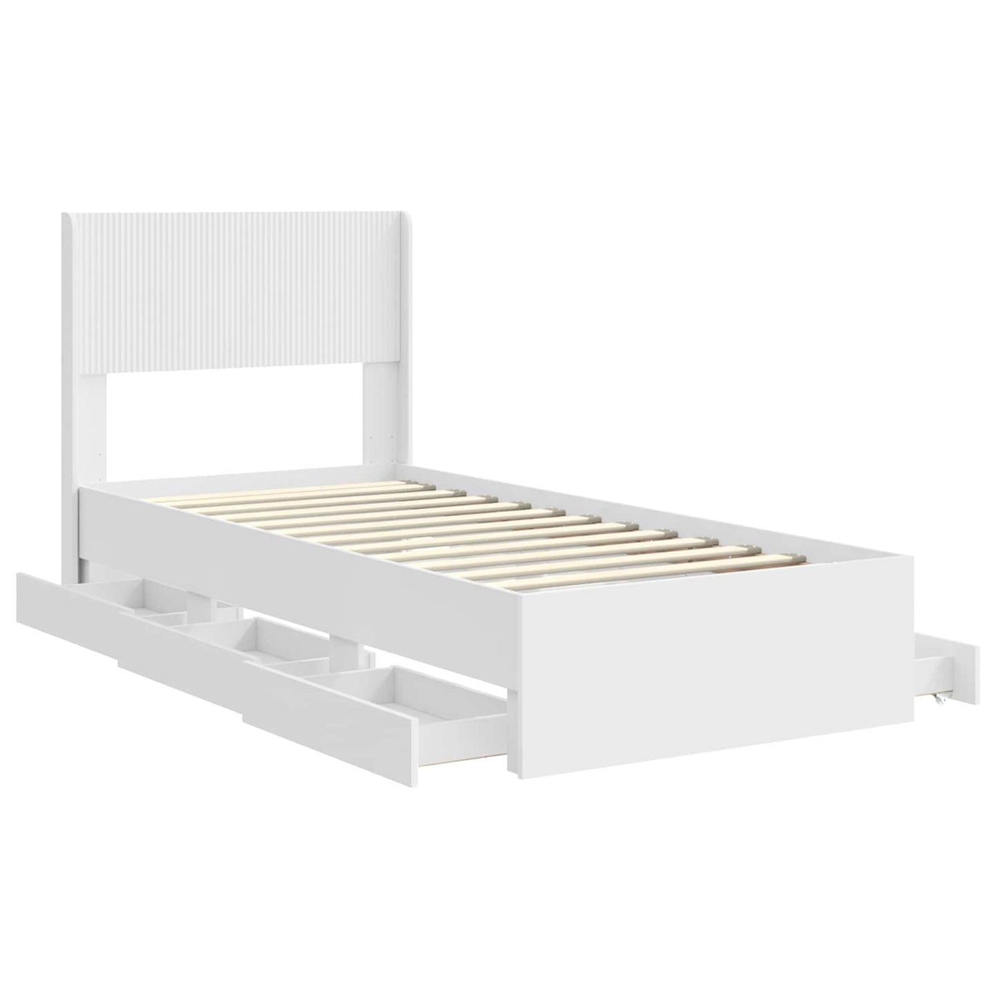 Bed Frame with Storage and Headboard White 100 x 200 cm