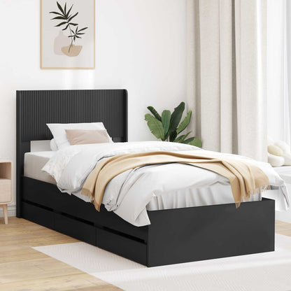 Bed Frame with Storage and Headboard Black 100 x 200 cm