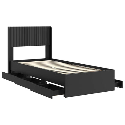 Bed Frame with Storage and Headboard Black 100 x 200 cm