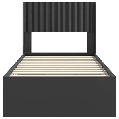 Bed Frame with Storage and Headboard Black 100 x 200 cm