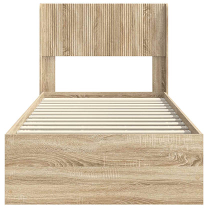 Bed Frame with Storage and Headboard Sonoma Oak 100 x 200 cm