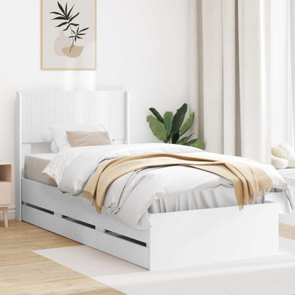 Bed Frame with Storage and Headboard White 90 x 200 cm