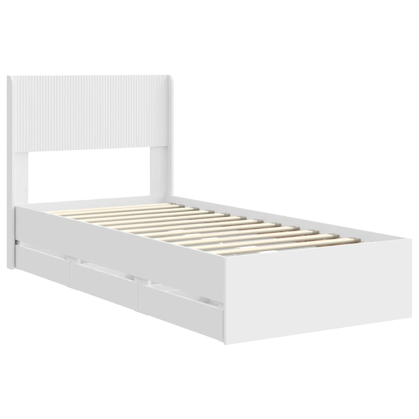 Bed Frame with Storage and Headboard White 90 x 200 cm