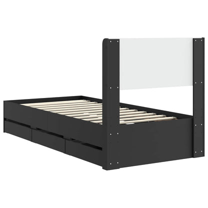 Bed Frame with Storage and Headboard Black 90 x 200 cm