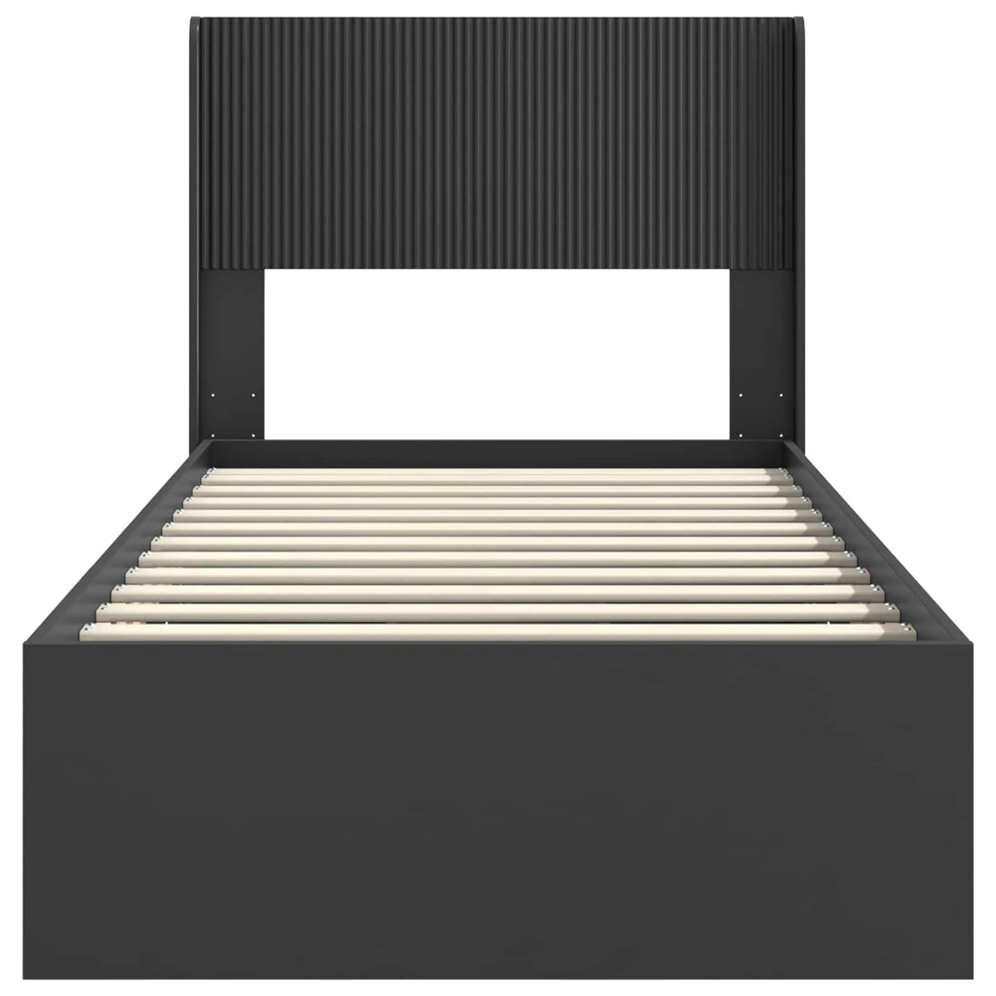 Bed Frame with Storage and Headboard Black 90 x 200 cm