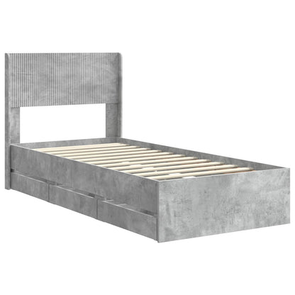 Bed Frame with Storage and Headboard Concrete Grey 90 x 200 cm