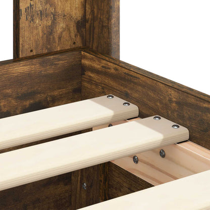 Bed Frame with Storage and Headboard Smoked Oak 90 x 200 cm