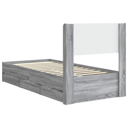 Bed Frame with Storage and Headboard Grey Sonoma 90 x 200 cm