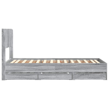 Bed Frame with Storage and Headboard Grey Sonoma 90 x 200 cm