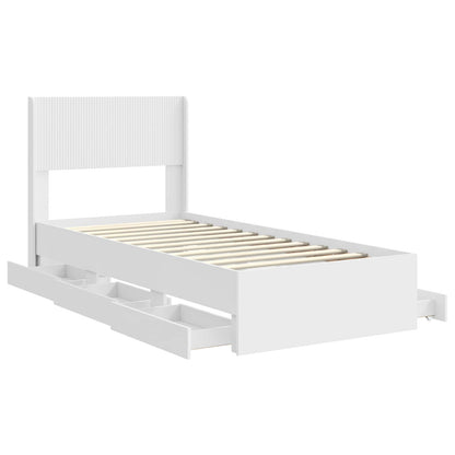 Bed Frame with Storage and Headboard White 90 x 190 cm