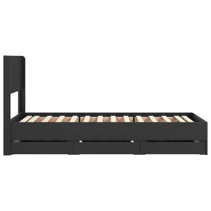 Bed Frame with Storage and Headboard Black 90 x 190 cm