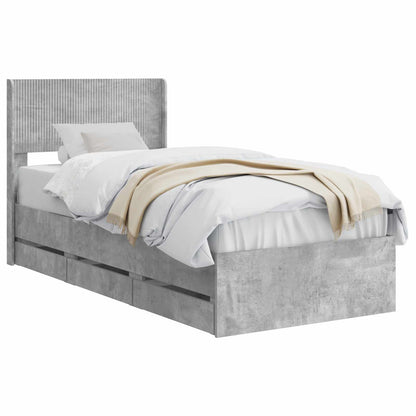 Bed Frame with Storage and Headboard Concrete Grey 90 x 190 cm