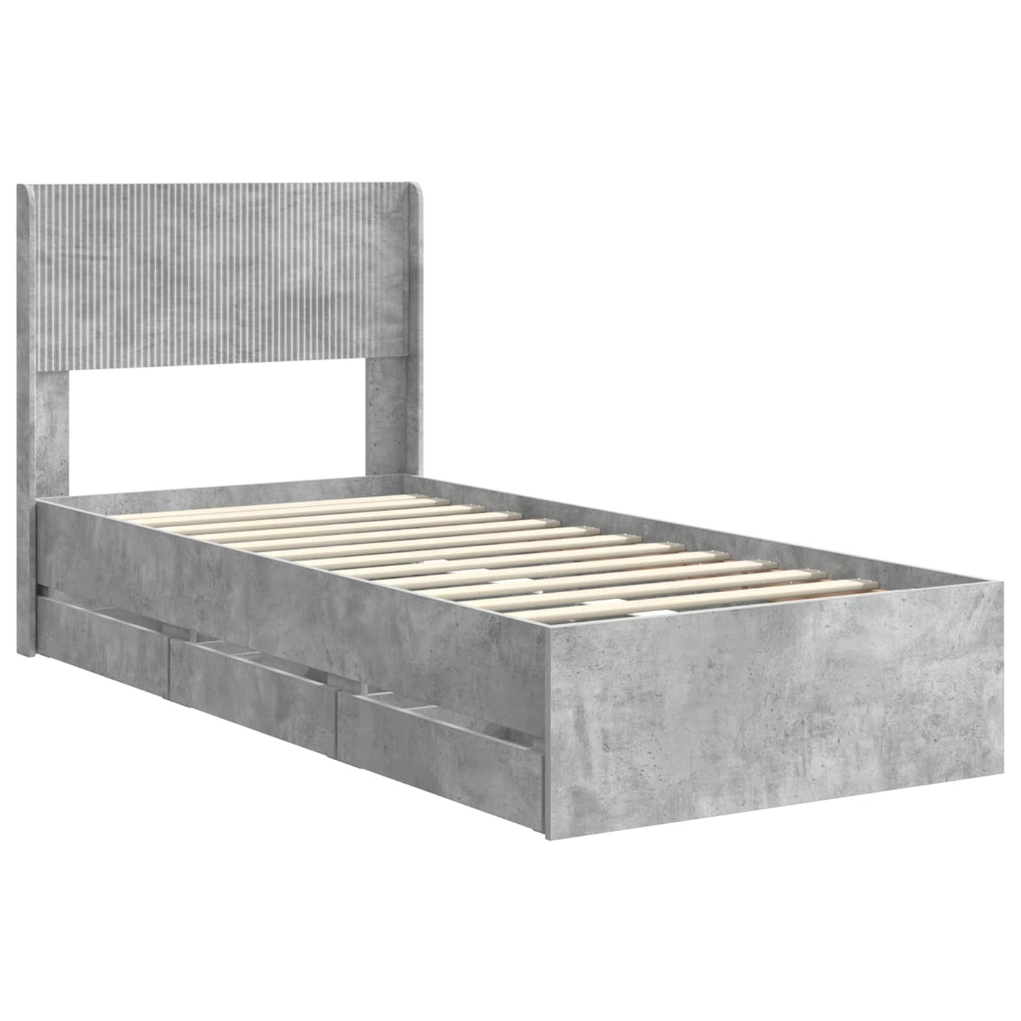 Bed Frame with Storage and Headboard Concrete Grey 90 x 190 cm