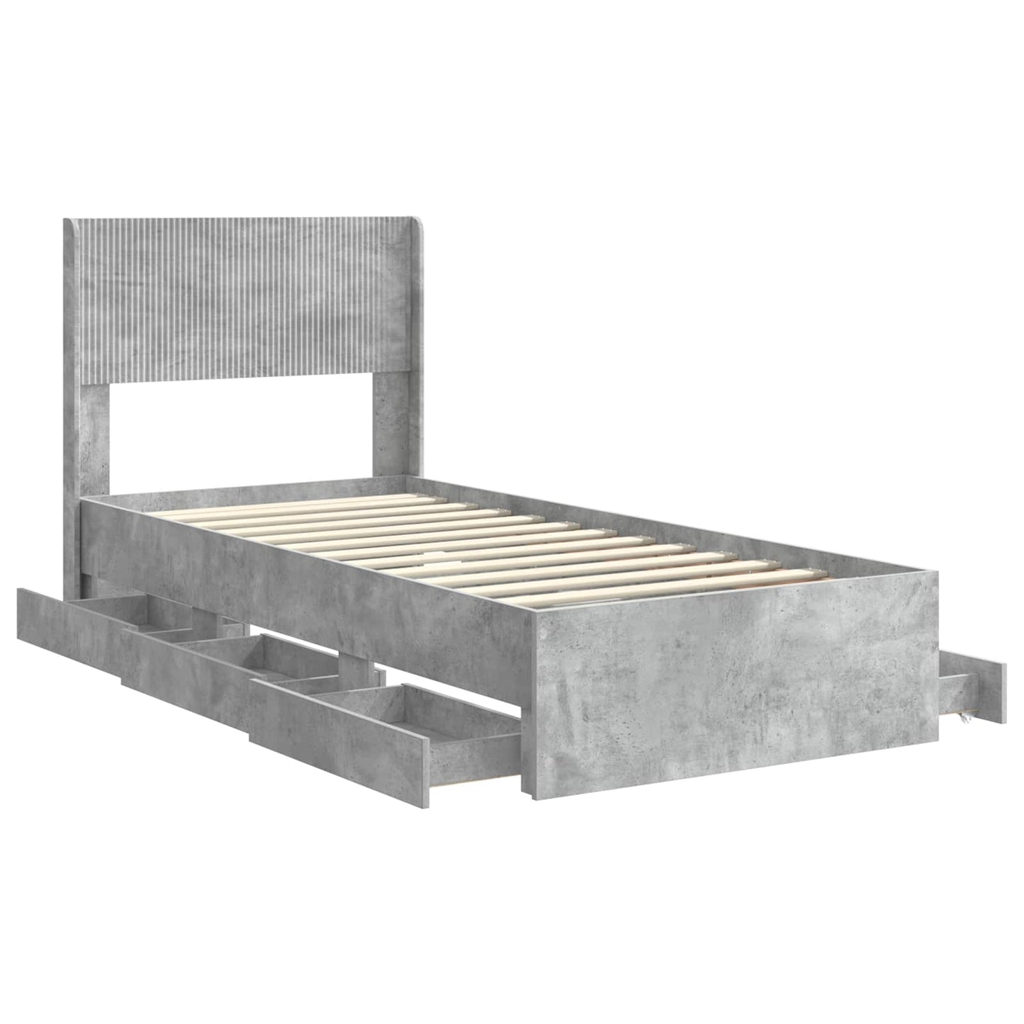Bed Frame with Storage and Headboard Concrete Grey 90 x 190 cm