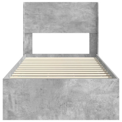 Bed Frame with Storage and Headboard Concrete Grey 90 x 190 cm