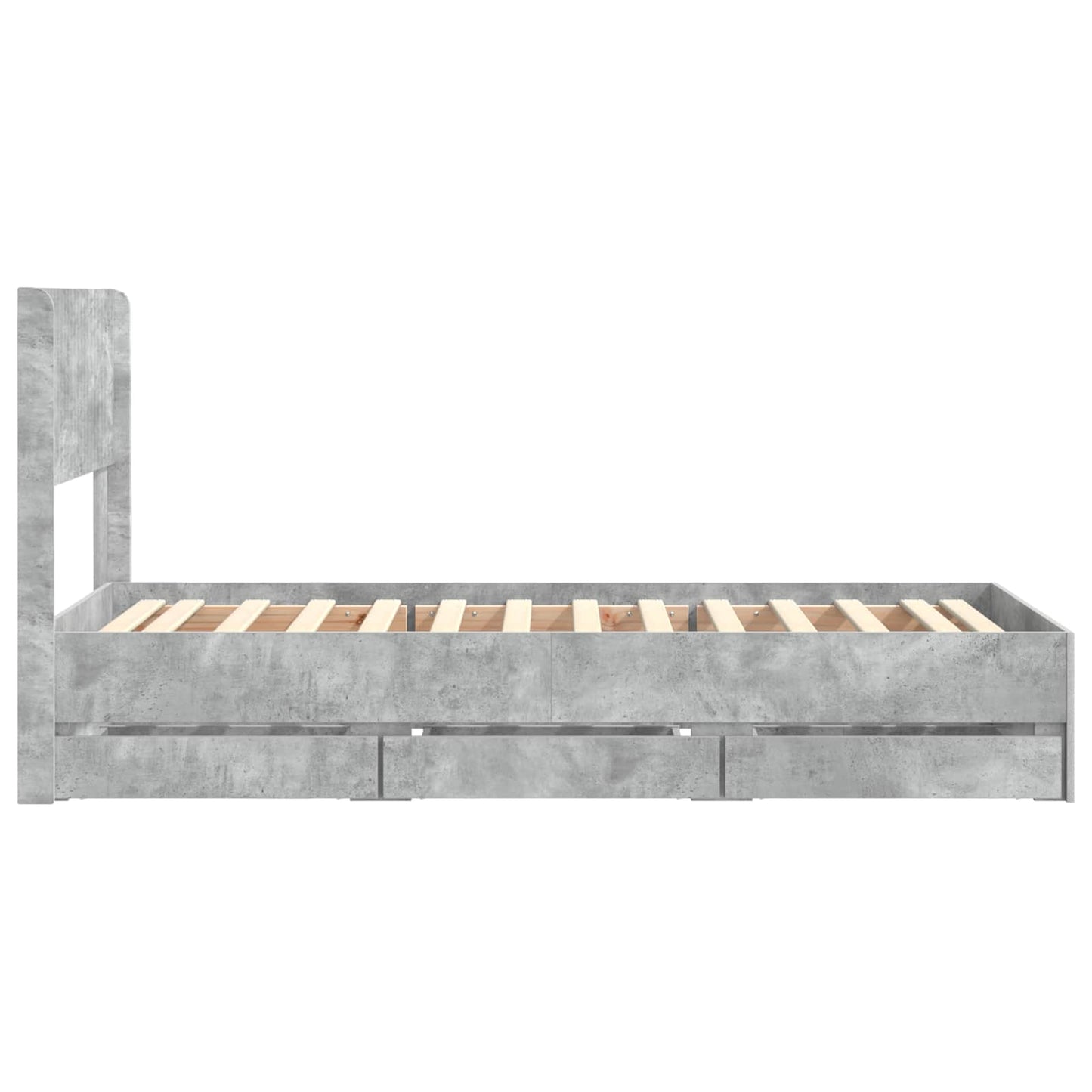 Bed Frame with Storage and Headboard Concrete Grey 90 x 190 cm