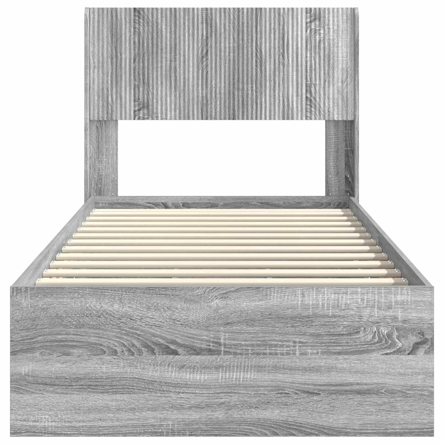 Bed Frame with Storage and Headboard Grey Sonoma 90 x 190 cm