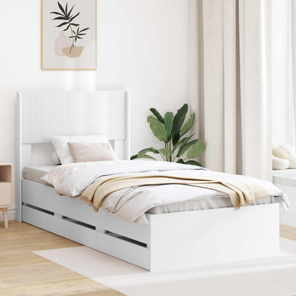 Bed Frame with Storage and Headboard White 75 x 190 cm