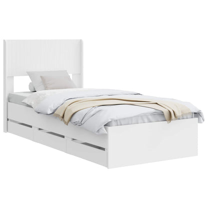 Bed Frame with Storage and Headboard White 75 x 190 cm