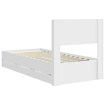 Bed Frame with Storage and Headboard White 75 x 190 cm
