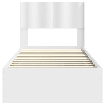 Bed Frame with Storage and Headboard White 75 x 190 cm