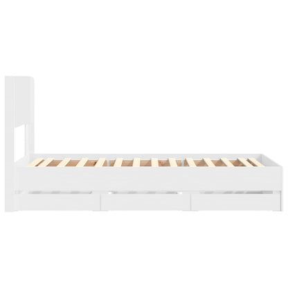 Bed Frame with Storage and Headboard White 75 x 190 cm