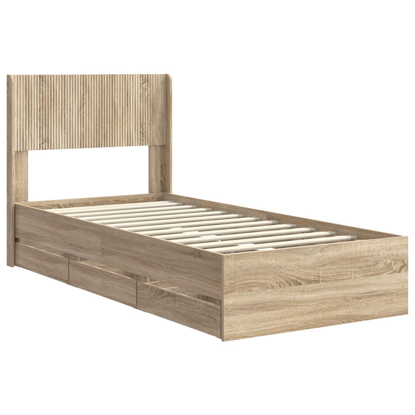 Bed Frame with Storage and Headboard Sonoma Oak 75 x 190 cm