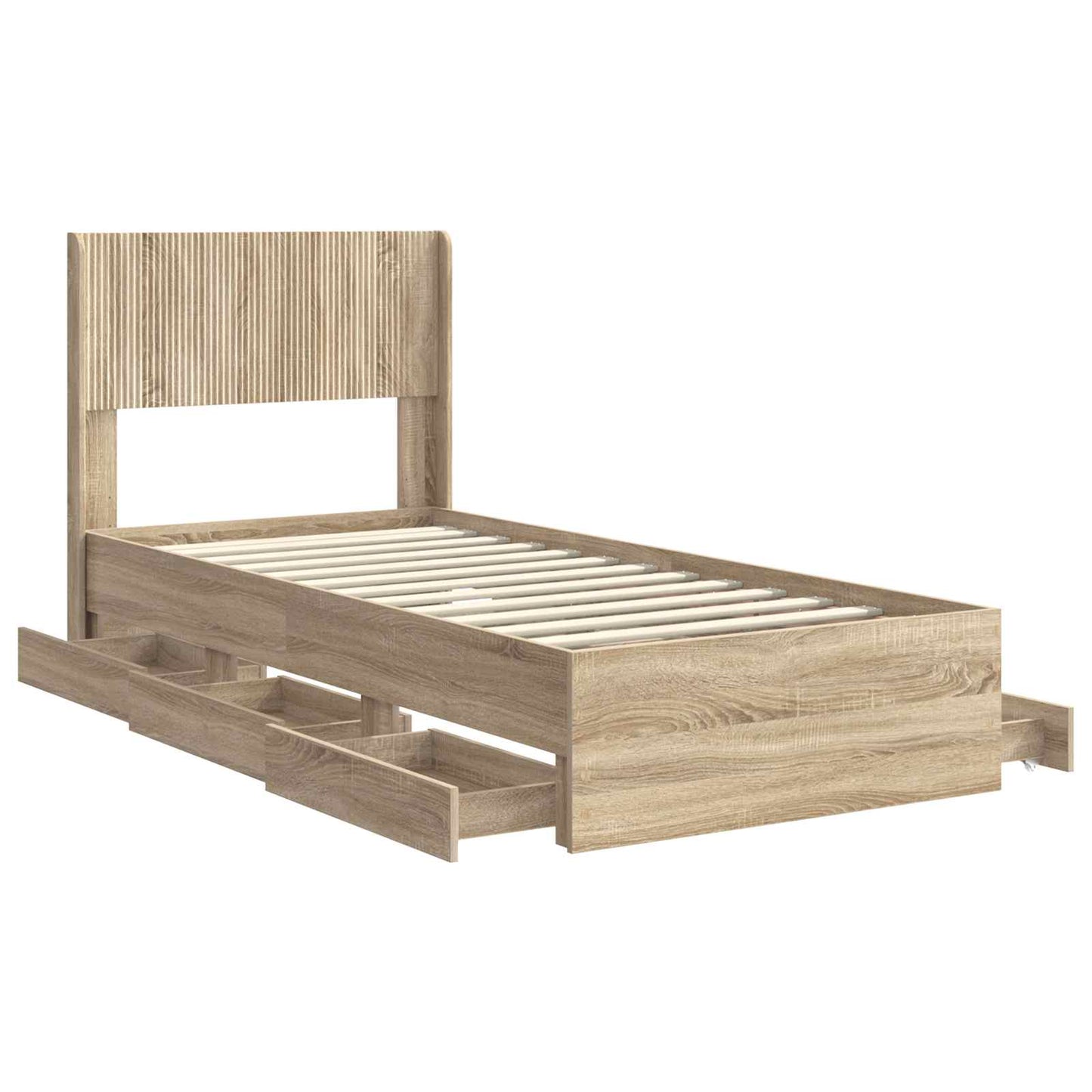 Bed Frame with Storage and Headboard Sonoma Oak 75 x 190 cm