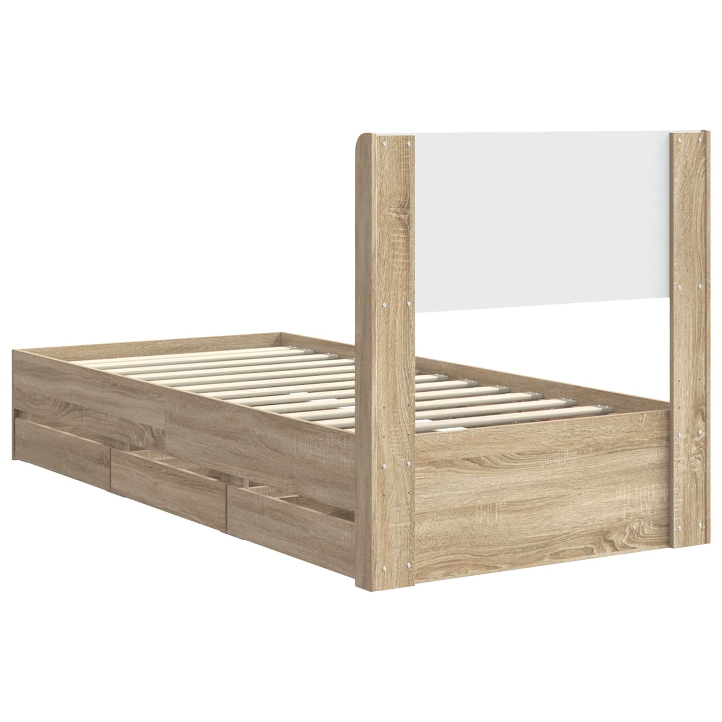 Bed Frame with Storage and Headboard Sonoma Oak 75 x 190 cm