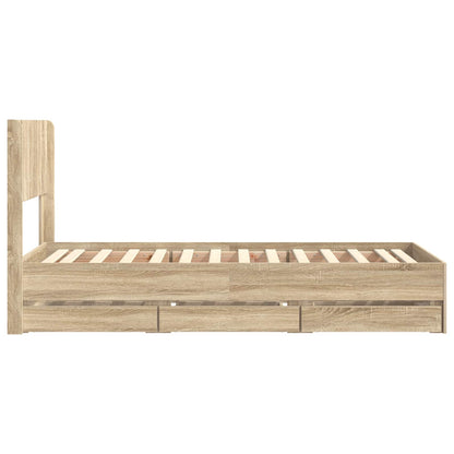 Bed Frame with Storage and Headboard Sonoma Oak 75 x 190 cm