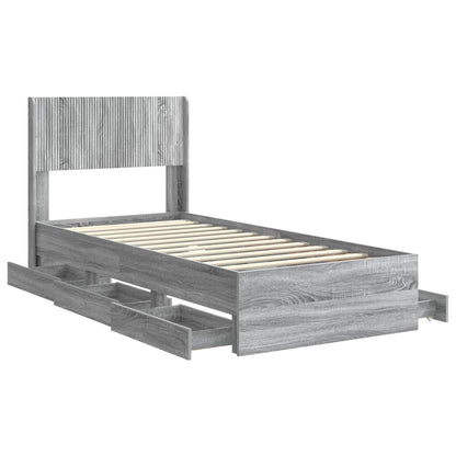 Bed Frame with Storage and Headboard Grey Sonoma 75 x 190 cm