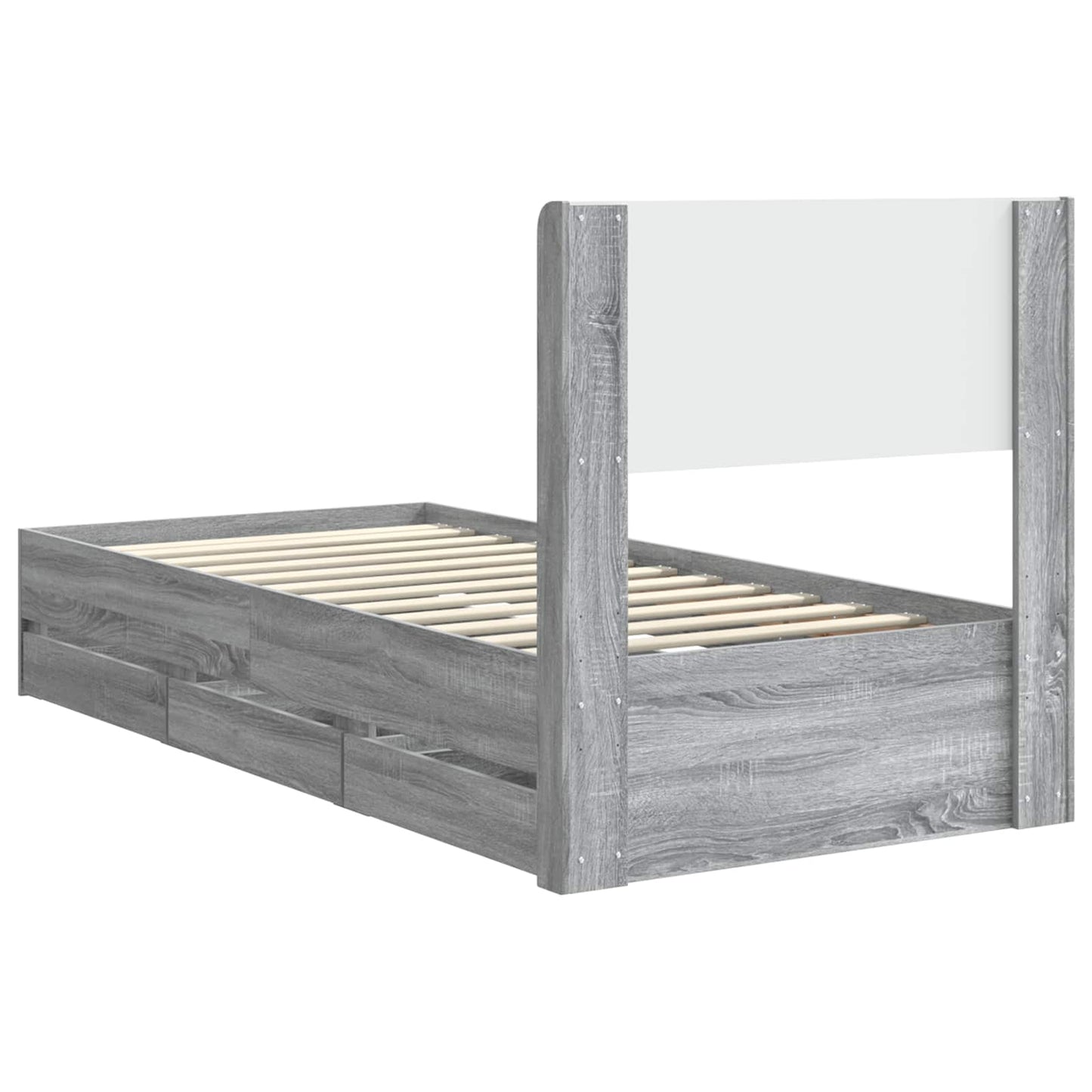 Bed Frame with Storage and Headboard Grey Sonoma 75 x 190 cm