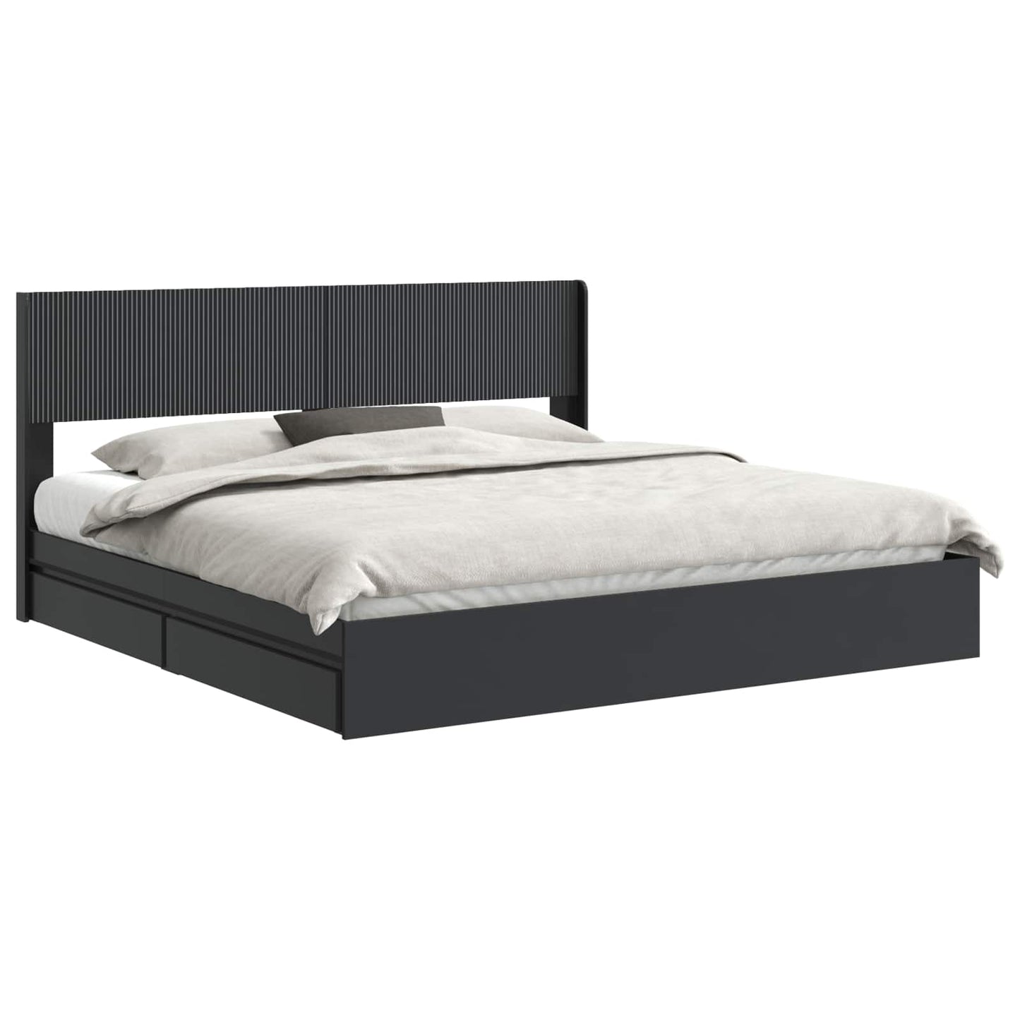 Bed Frame with Storage and Headboard 2 pcs Engineered Wood