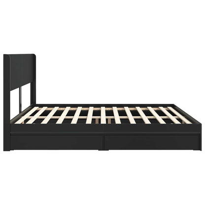 Bed Frame with Storage and Headboard 2 pcs Engineered Wood