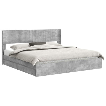 Bed Frame with Storage and Headboard 2 pcs Engineered Wood