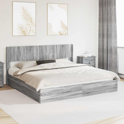 Bed Frame with Storage and Headboard 2 pcs Engineered Wood