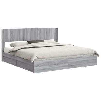 Bed Frame with Storage and Headboard 2 pcs Engineered Wood