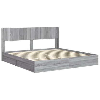 Bed Frame with Storage and Headboard 2 pcs Engineered Wood
