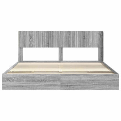 Bed Frame with Storage and Headboard 2 pcs Engineered Wood