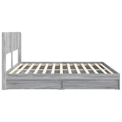 Bed Frame with Storage and Headboard 2 pcs Engineered Wood
