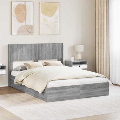 Bed Frame with Storage and Headboard Grey Sonoma 150 x 200 cm