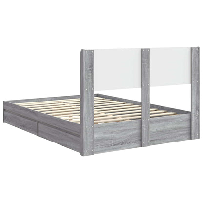 Bed Frame with Storage and Headboard Grey Sonoma 150 x 200 cm