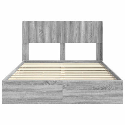 Bed Frame with Storage and Headboard Grey Sonoma 150 x 200 cm