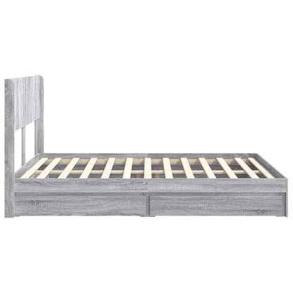 Bed Frame with Storage and Headboard Grey Sonoma 150 x 200 cm