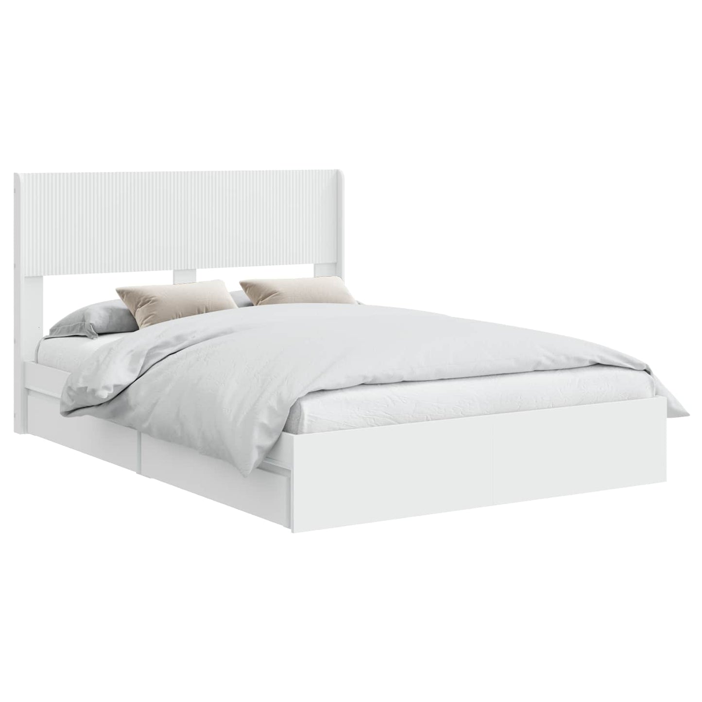 Bed Frame with Storage and Headboard White 140 x 200 cm